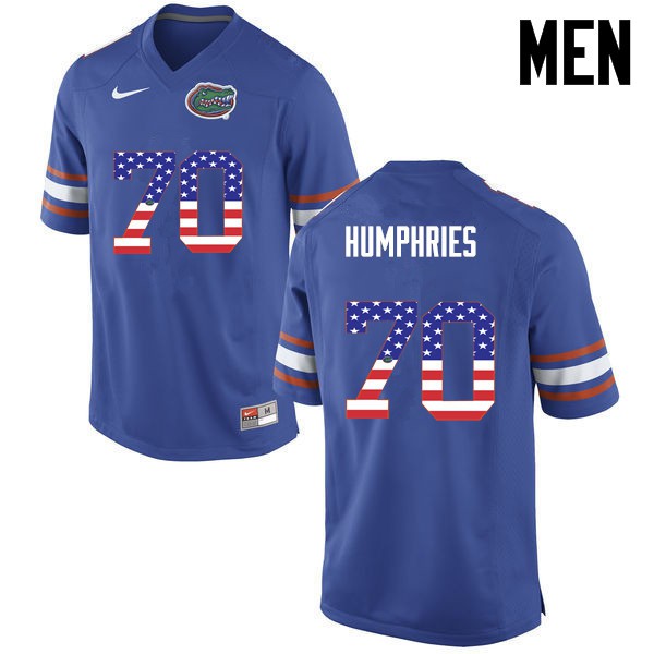 Florida Gators Men #70 D.J. Humphries College Football Jersey USA Flag Fashion Blue
